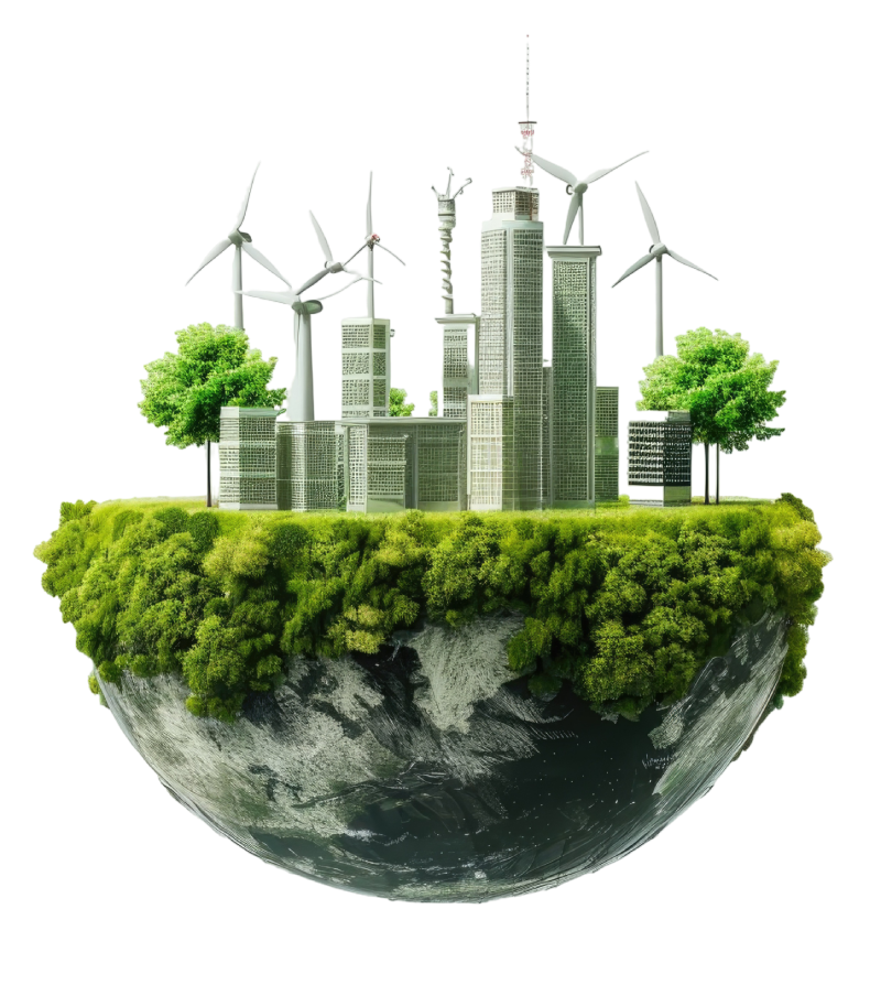 Ambiente industrial com energia verde